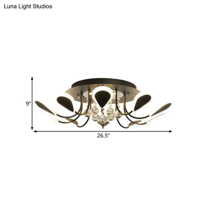 DecorBites™ DecorBites™ Teardrop Flushmount Bevel Cut Glass Ceiling Fixture - Modern Style, Black/White, 10/12 Bulbs, Warm/White Light