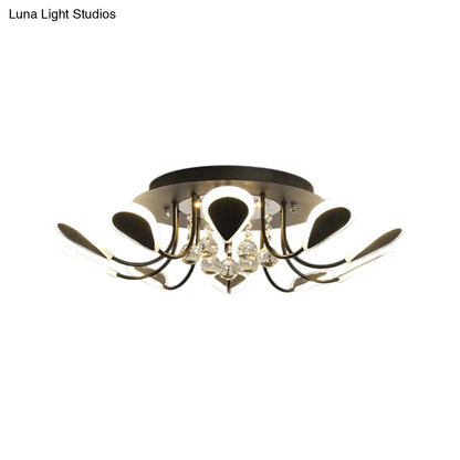 DecorBites™ DecorBites™ Teardrop Flushmount Bevel Cut Glass Ceiling Fixture - Modern Style, Black/White, 10/12 Bulbs, Warm/White Light