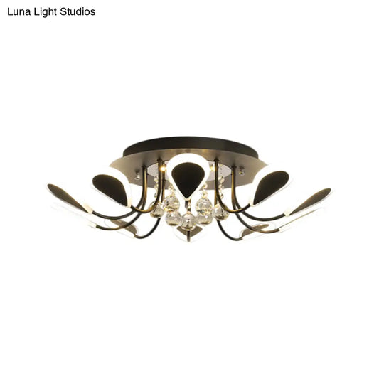 DecorBites™ DecorBites™ Teardrop Flushmount Bevel Cut Glass Ceiling Fixture - Modern Style, Black/White, 10/12 Bulbs, Warm/White Light