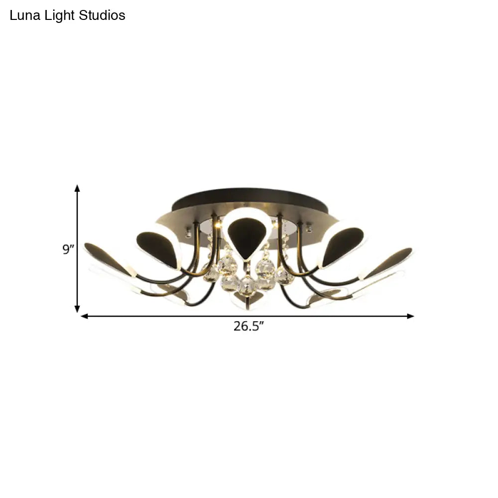 DecorBites™ DecorBites™ Teardrop Flushmount Bevel Cut Glass Ceiling Fixture - Modern Style, Black/White, 10/12 Bulbs, Warm/White Light