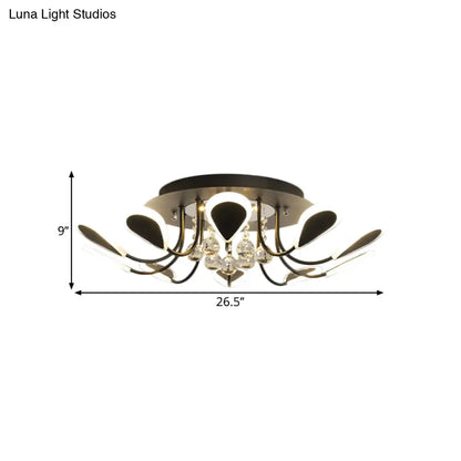 DecorBites™ DecorBites™ Teardrop Flushmount Bevel Cut Glass Ceiling Fixture - Modern Style, Black/White, 10/12 Bulbs, Warm/White Light