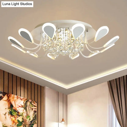 DecorBites™ DecorBites™ Teardrop Flushmount Bevel Cut Glass Ceiling Fixture - Modern Style, Black/White, 10/12 Bulbs, Warm/White Light