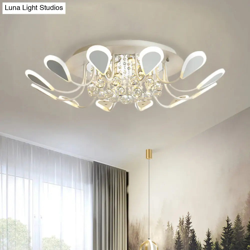 DecorBites™ DecorBites™ Teardrop Flushmount Bevel Cut Glass Ceiling Fixture - Modern Style, Black/White, 10/12 Bulbs, Warm/White Light