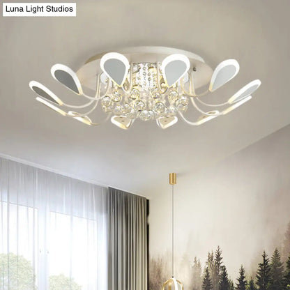 DecorBites™ DecorBites™ Teardrop Flushmount Bevel Cut Glass Ceiling Fixture - Modern Style, Black/White, 10/12 Bulbs, Warm/White Light