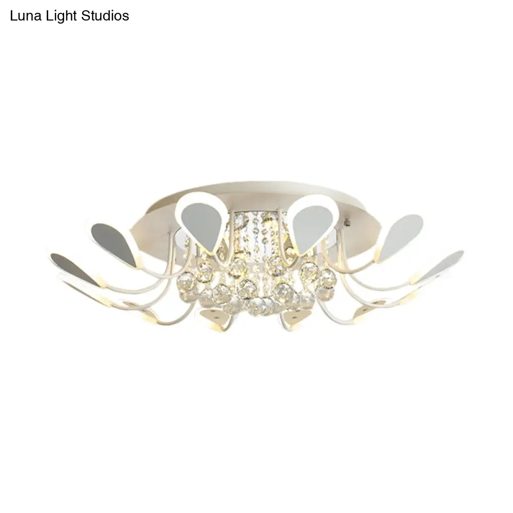 DecorBites™ DecorBites™ Teardrop Flushmount Bevel Cut Glass Ceiling Fixture - Modern Style, Black/White, 10/12 Bulbs, Warm/White Light