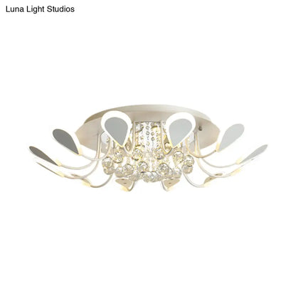 DecorBites™ DecorBites™ Teardrop Flushmount Bevel Cut Glass Ceiling Fixture - Modern Style, Black/White, 10/12 Bulbs, Warm/White Light