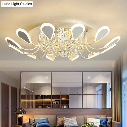 DecorBites™ DecorBites™ Teardrop Flushmount Bevel Cut Glass Ceiling Fixture - Modern Style, Black/White, 10/12 Bulbs, Warm/White Light