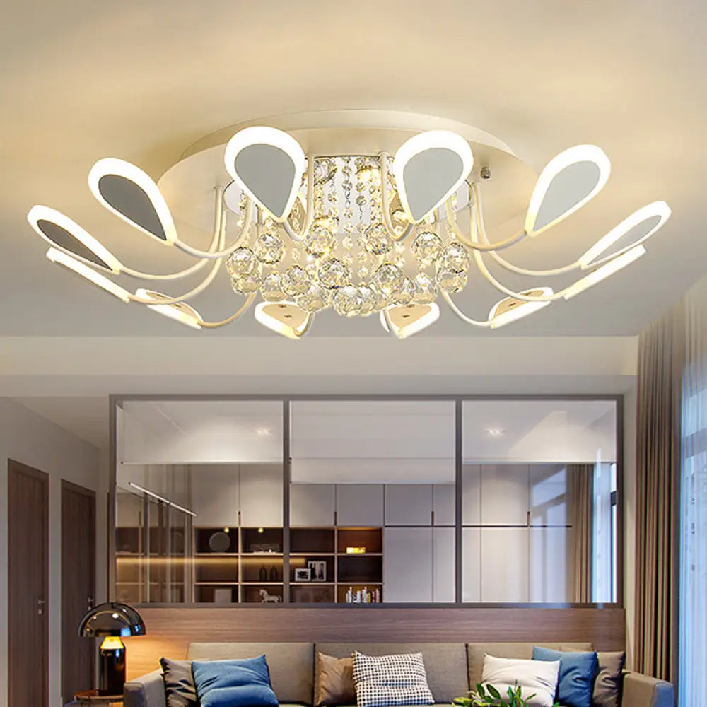 DecorBites™ DecorBites™ Teardrop Flushmount Bevel Cut Glass Ceiling Fixture - Modern Style, Black/White, 10/12 Bulbs, Warm/White Light