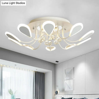 DecorBites™ DecorBites™ Teardrop Flushmount Bevel Cut Glass Ceiling Fixture - Modern Style, Black/White, 10/12 Bulbs, Warm/White Light