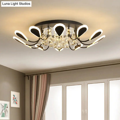 DecorBites™ DecorBites™ Teardrop Flushmount Bevel Cut Glass Ceiling Fixture - Modern Style, Black/White, 10/12 Bulbs, Warm/White Light