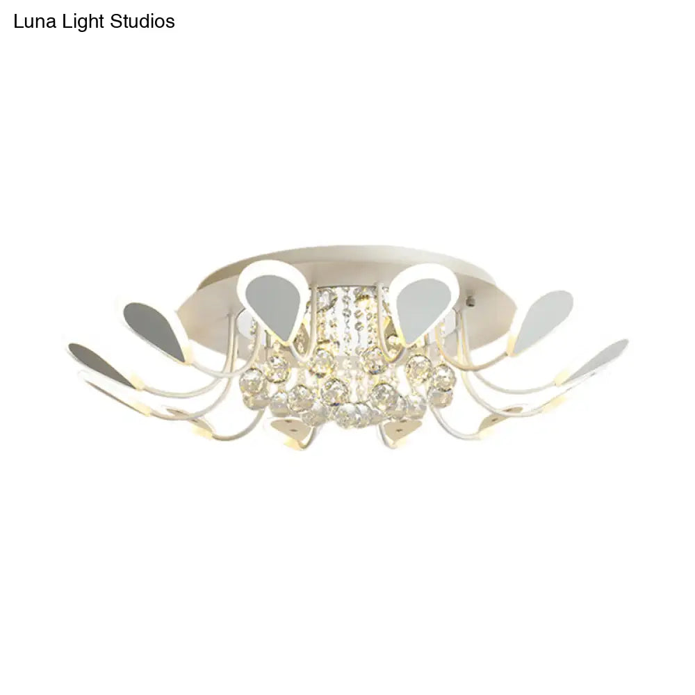 DecorBites™ DecorBites™ Teardrop Flushmount Bevel Cut Glass Ceiling Fixture - Modern Style, Black/White, 10/12 Bulbs, Warm/White Light