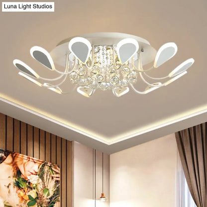 DecorBites™ DecorBites™ Teardrop Flushmount Bevel Cut Glass Ceiling Fixture - Modern Style, Black/White, 10/12 Bulbs, Warm/White Light