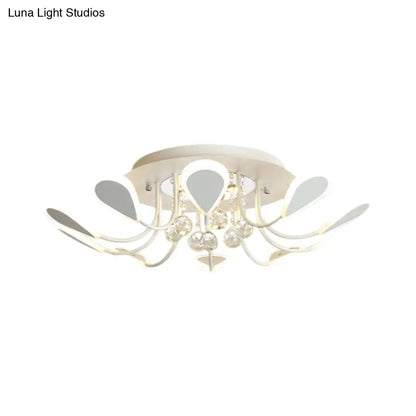 DecorBites™ DecorBites™ Teardrop Flushmount Bevel Cut Glass Ceiling Fixture - Modern Style, Black/White, 10/12 Bulbs, Warm/White Light