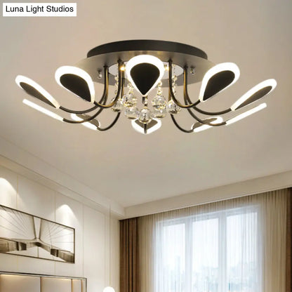 DecorBites™ DecorBites™ Teardrop Flushmount Bevel Cut Glass Ceiling Fixture - Modern Style, Black/White, 10/12 Bulbs, Warm/White Light