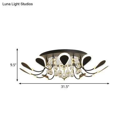 DecorBites™ DecorBites™ Teardrop Flushmount Bevel Cut Glass Ceiling Fixture - Modern Style, Black/White, 10/12 Bulbs, Warm/White Light