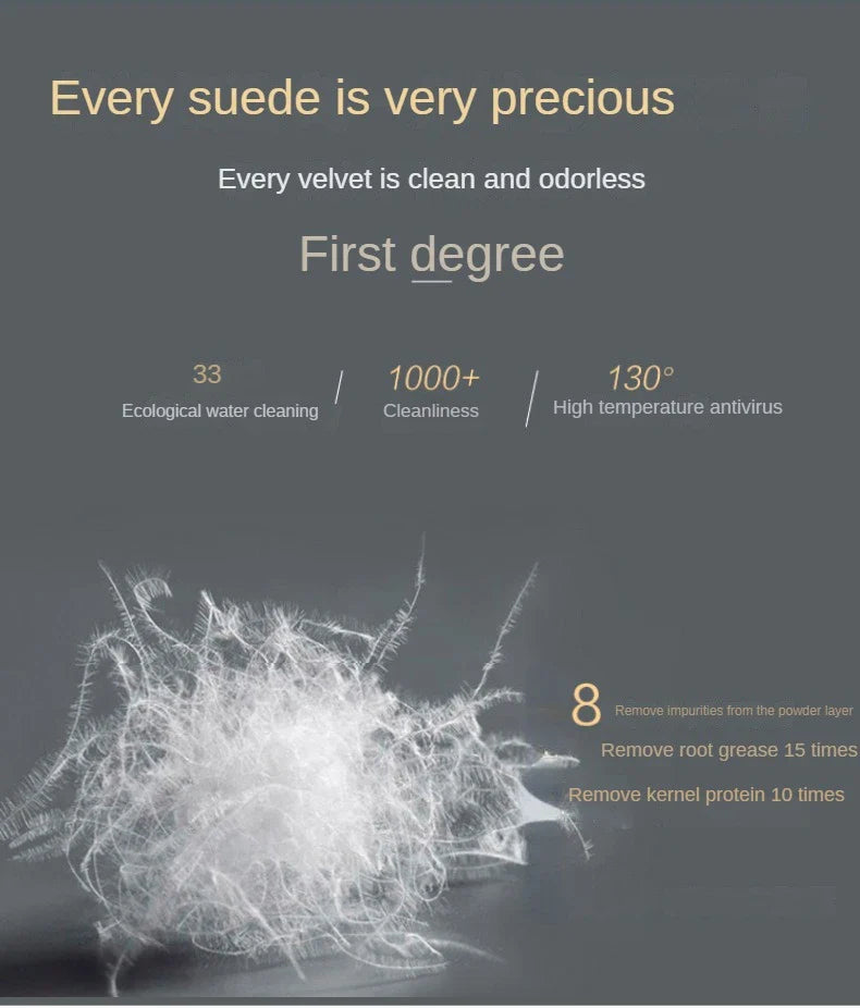 Temperature controlled white goose down quilt with thickened core featuring soft, fluffy suede-like texture