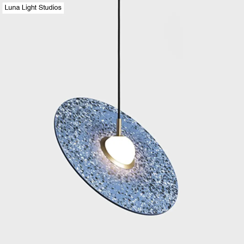 Terrazzo Disc Single-Bulb Pendant Light: Minimalistic Ceiling Suspension for Table