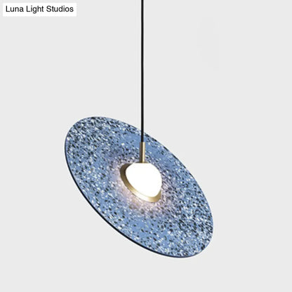 Terrazzo Disc Single-Bulb Pendant Light: Minimalistic Ceiling Suspension for Table