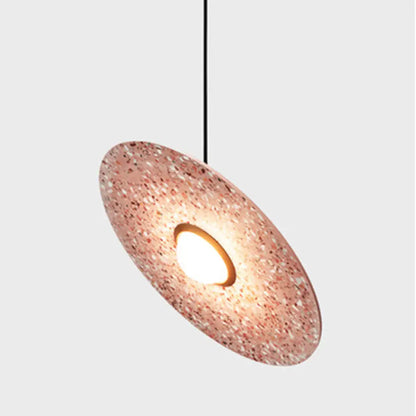 Terrazzo Disc Single-Bulb Pendant Light: Minimalistic Ceiling Suspension for Table