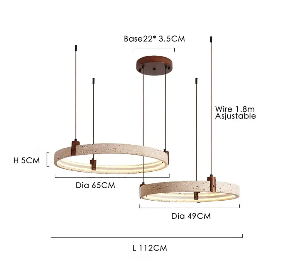 Modern beige pendant light with textured cave stone finish and bronze hardware decorbites cave stone chandelier in two sizes