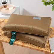 Brown woven cooling cervical pillowcase with subtle texture and silver label by decorbites cooling cervical pillow
