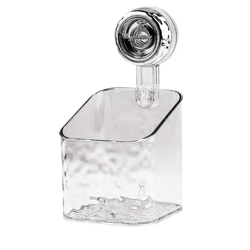 Clear textured acrylic bathroom shelf storage rack with chrome finished suction cup for easy wall mounting