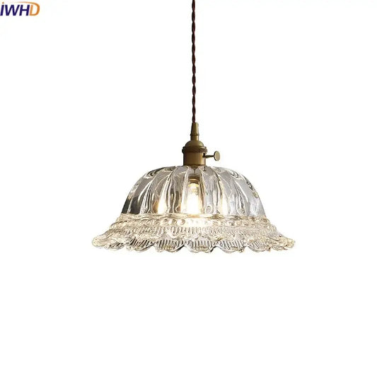 Textured clear glass led pendant light with brass fixture and twisted cord for kitchen decorbites clear glass lighting