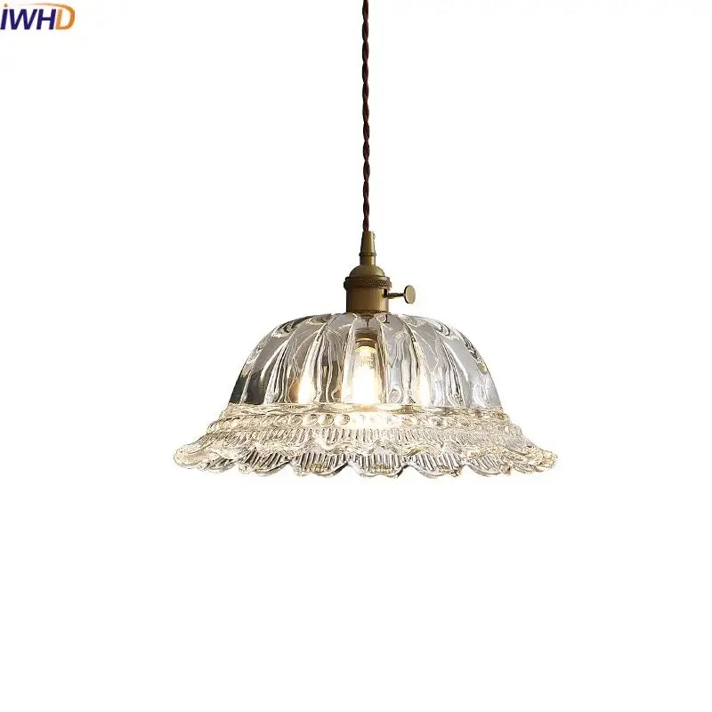Textured clear glass led pendant light with brass fixture and twisted cord for kitchen decorbites clear glass lighting