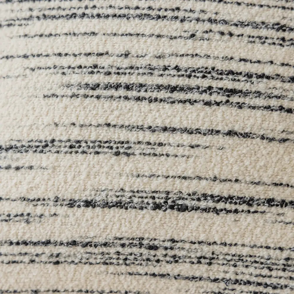 Cream-colored decorbites comfort woolen pillow cover with textured black and gray horizontal stripes for living room decor