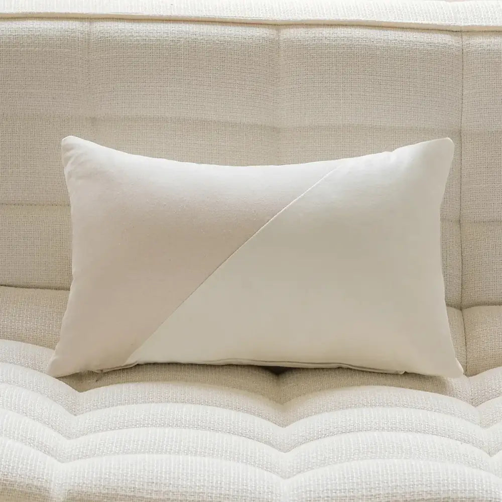 Cream-colored rectangular decorbites comfort woolen pillow cover with diagonal seam for living room decor