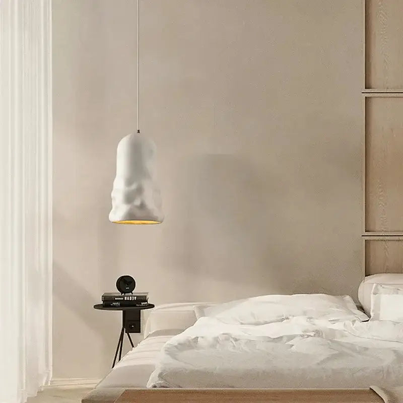 White ceramic pendant lamp with textured creamy wind design and warm gold interior for dining room decorbites pendant lamps