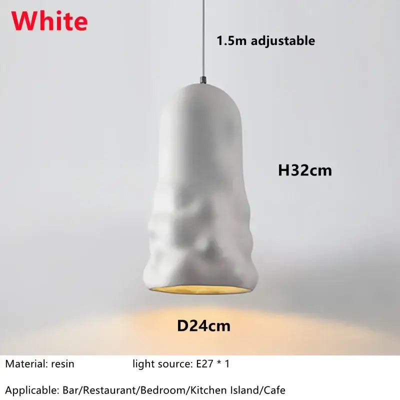 White resin creamy wind pendant lamp with textured organic shape and gold interior for dining room decorbites pendant lamps