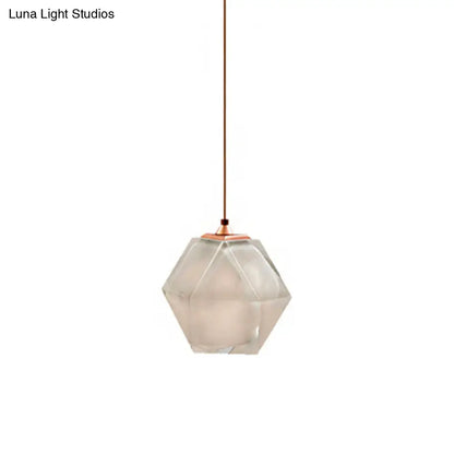 Textured Diamond Suspension Pendant Lamp - White/Amber/Smoke Glass - Modern LED Hanging Light for Dining Room