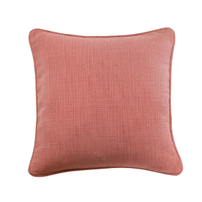 Square dusty rose cotton linen pillow cover with textured fabric and stitched edges for decorbites cotton linen cushion cover set