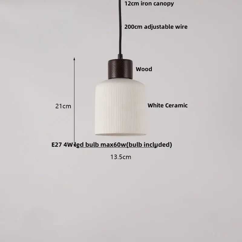 White ceramic pendant light with ribbed texture and dark wood top for decorbites clear glass led kitchen hanging lamp