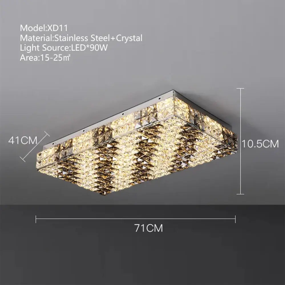 Rectangular led rectangle chandelier with textured gold crystal facets and stainless steel frame for dining room decorbites crystal led