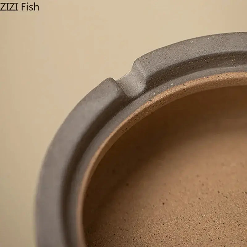 Gray ceramic ashtray with textured matte finish and subtle rim ridges from decorbites ceramic ashtray collection