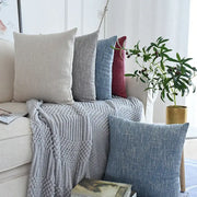 Beige gray blue and red linen cotton throw pillowcases with textured weave pattern for living room decorbites linen cotton