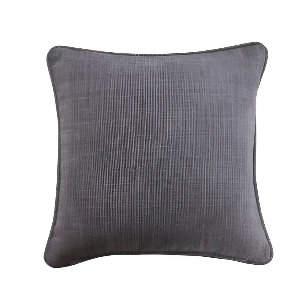 Gray textured throw pillow cover with subtle woven pattern and cotton linen material by decorbites for living room decor