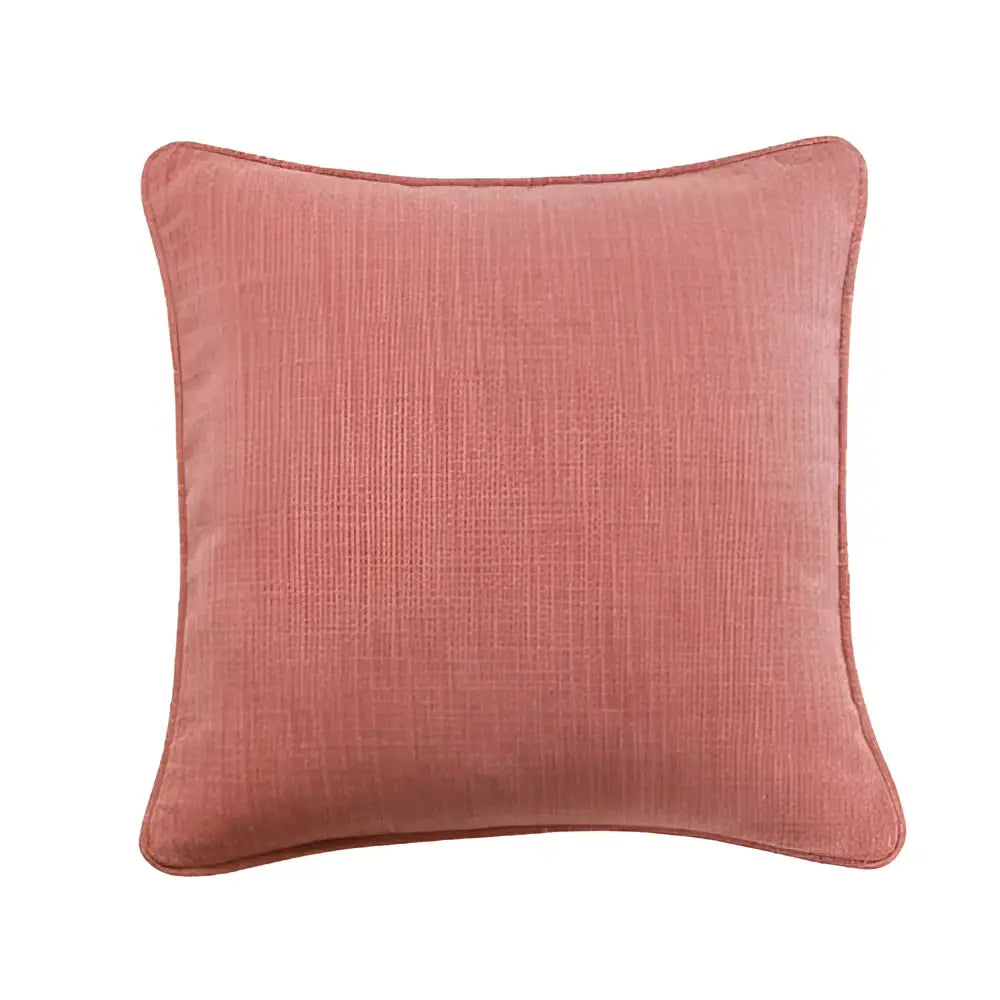 Square dusty rose pillow cover with textured cotton linen fabric and stitched edges by decorbites cotton linen