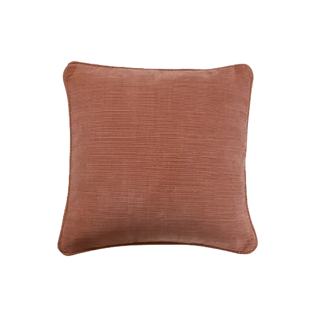 A square rust-colored pillow cover with textured woven cotton linen fabric for living room decorbites cotton linen