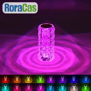 A textured translucent purple crystal led night light casting circular patterns as decorbites crystal led bedroom ambient lamp