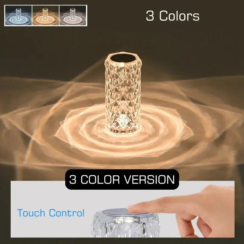 Textured purple crystal led night light with faceted glass design and touch-sensitive top for decorbites crystal led illumination