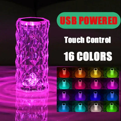 Textured purple crystal led night light usb-powered decorbites crystal led vase with touch control and 16 color lighting options