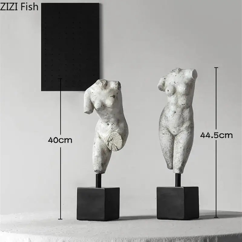Textured white body art resin sculpture featuring female torso on black base for living room decorbites decorbites body art