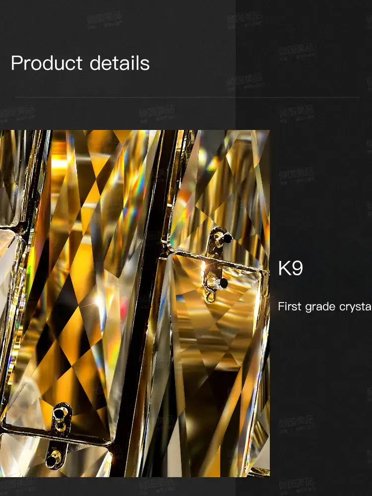 Golden k9 crystal wall light with faceted reflective panels tiered cascading design luxury decorbites crystal wall light
