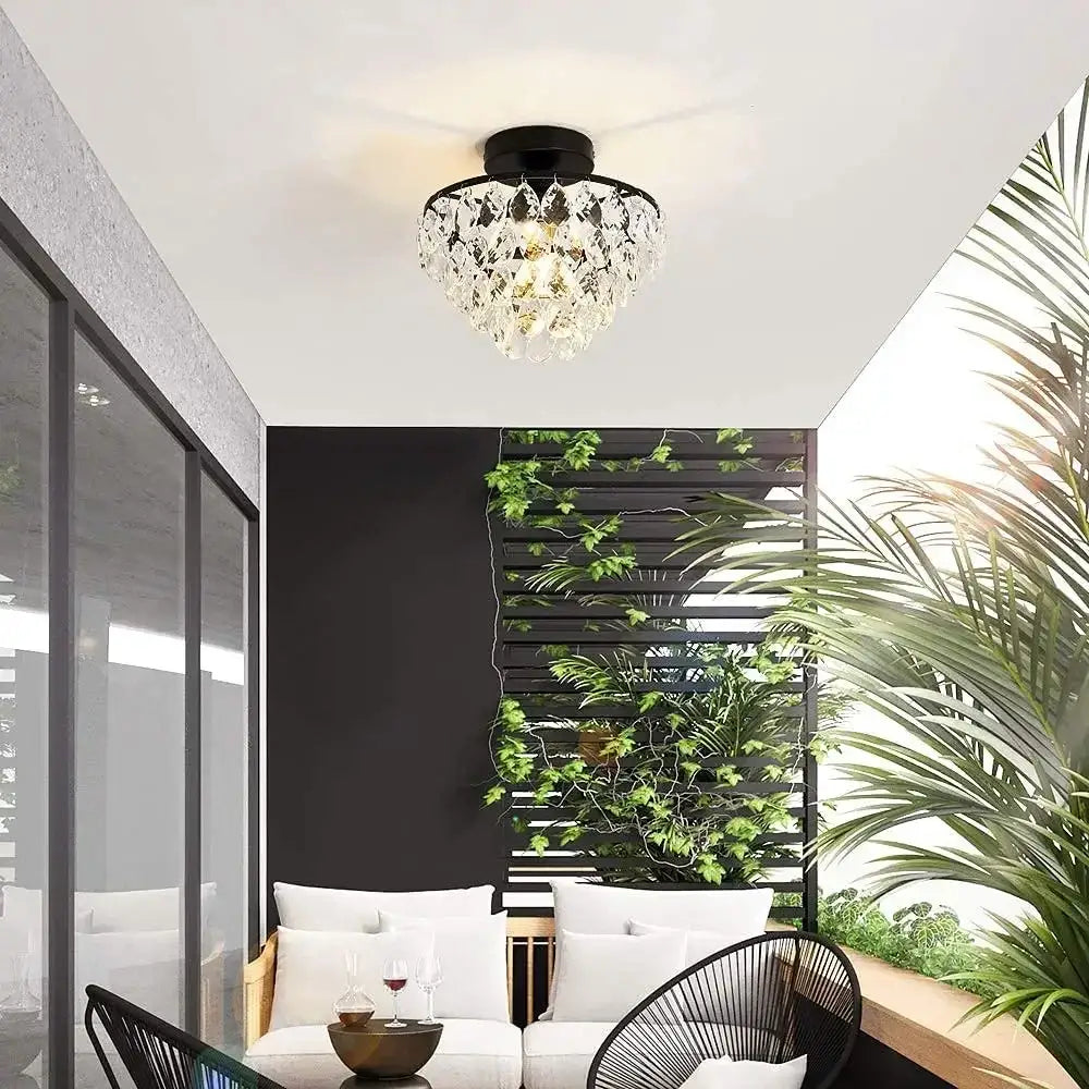 Black crystal led chandelier with sleek modern design and sparkling faceted crystals for ceiling lamp decorbites crystal led