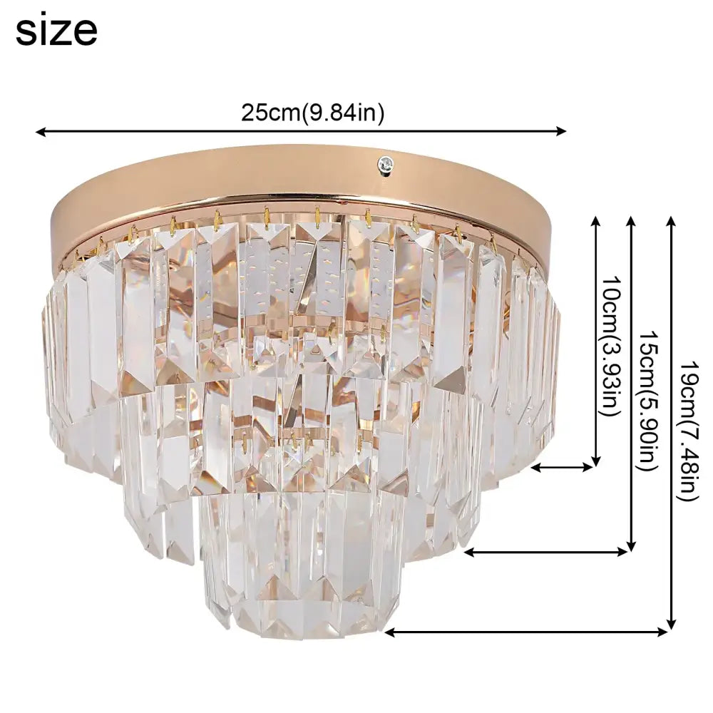 Tiered gold crystal led pendant light with clear faceted prisms for dining room decorbites crystal led pendant