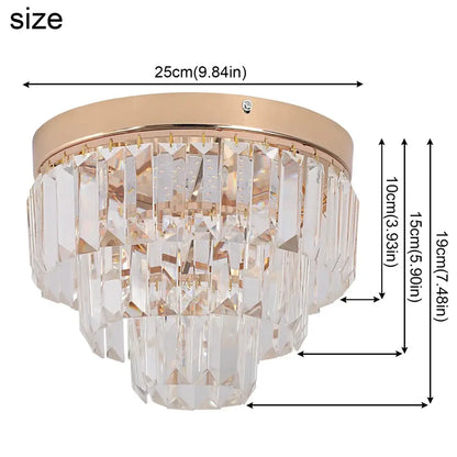 Tiered gold crystal led pendant light with clear faceted prisms for dining room decorbites crystal led pendant