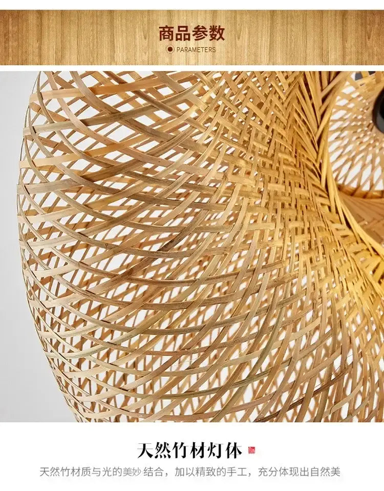 Handwoven natural bamboo decorbites bamboo chandelier with tiered golden lattice design for dining room light